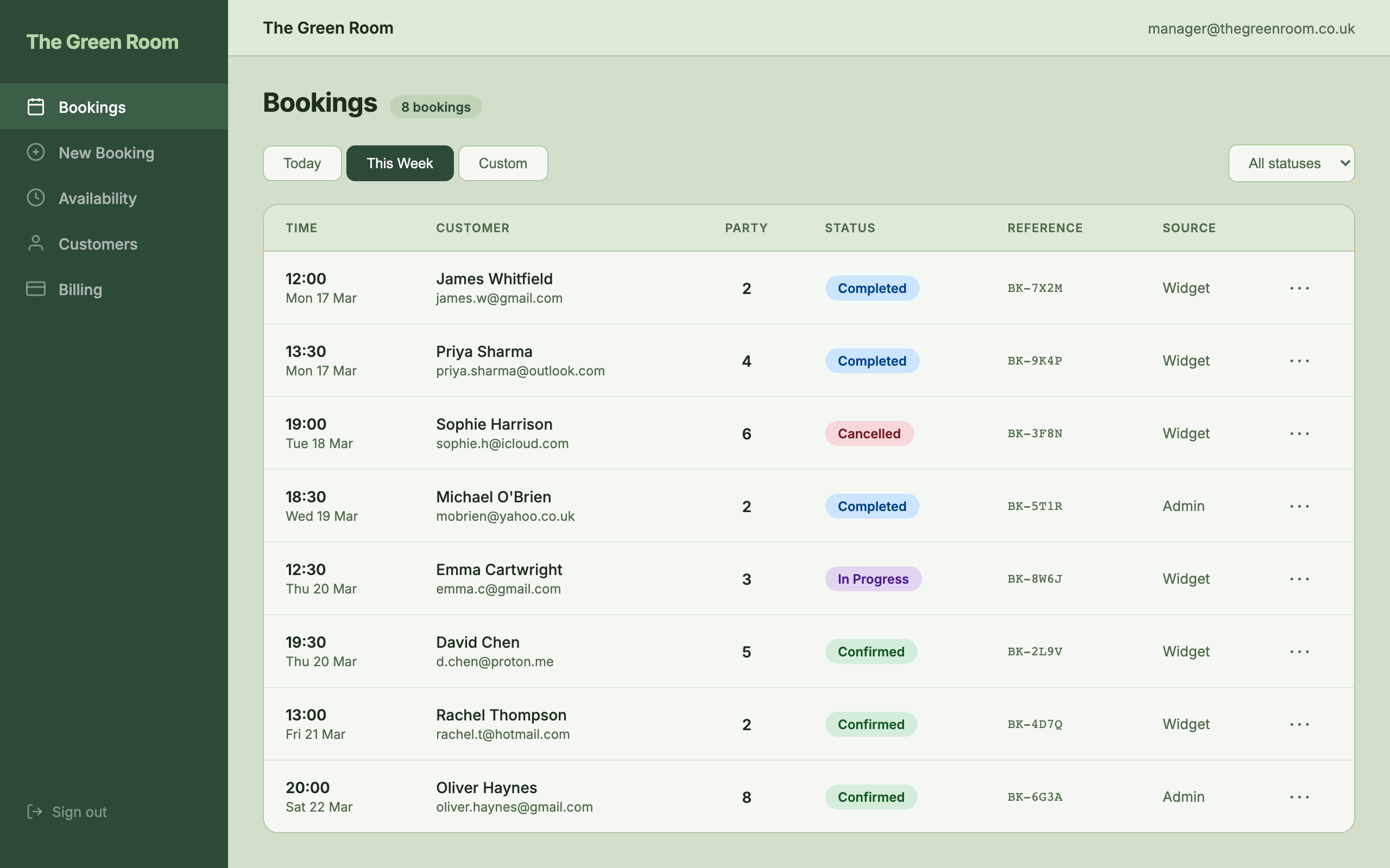 Seatly booking widget with custom restaurant branding